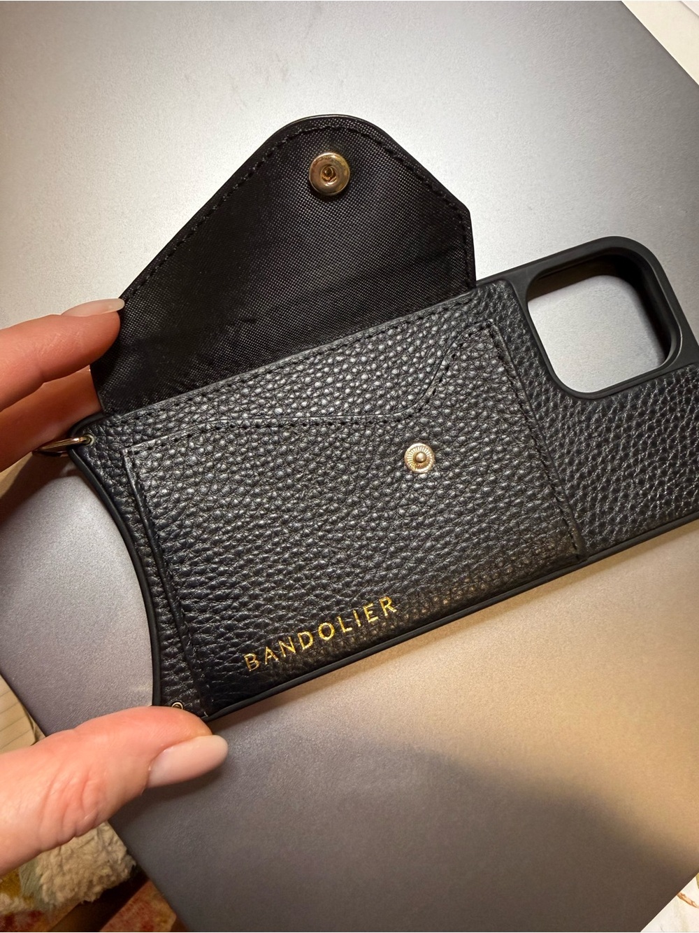 Bandolier leather wallet case for iPhone 12 - Picture 2 of 5